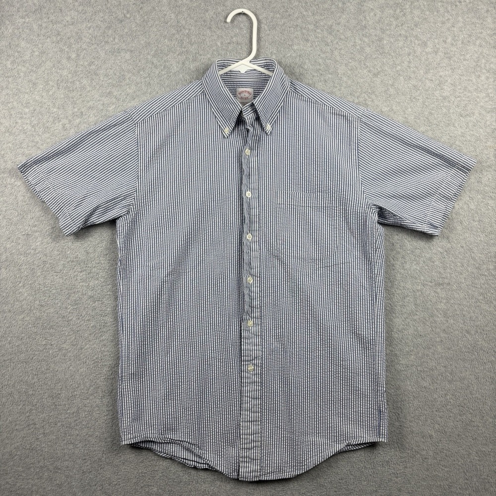Brooks Brothers Shirt Mens Small University Stripe Seersucker Button Down Oxford
